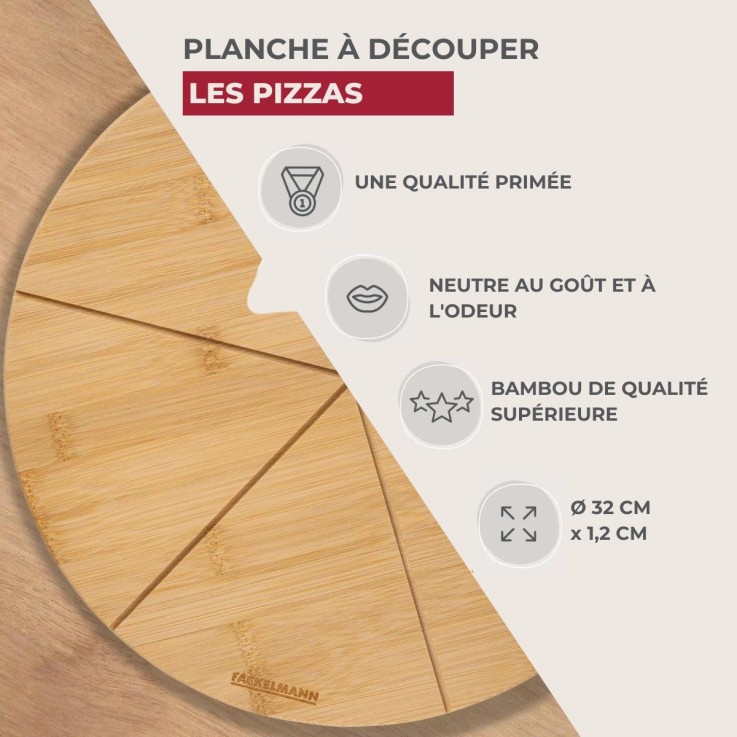 Planche à pizza avec rainures de coupe, Ø 32 cm