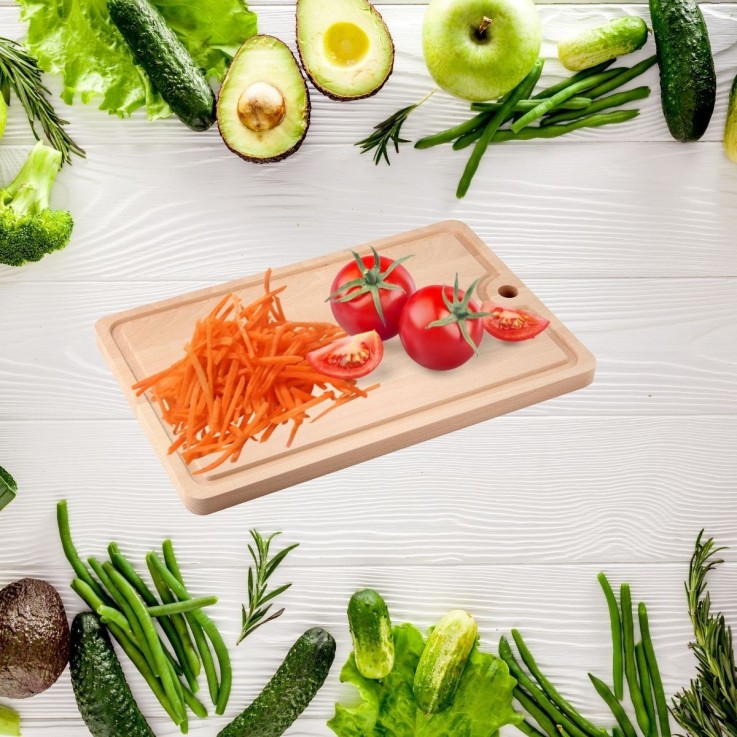 Planche à découper en bois avec récupérateur de jus 40 x 26 cm Fackelmann Wood Edition