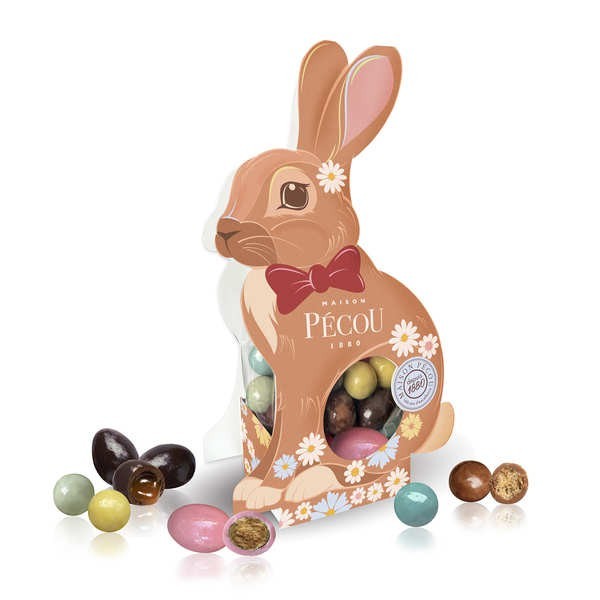 Lapin garni d'un assortiment de confiseries et chocolats - Etui lapin de 150g