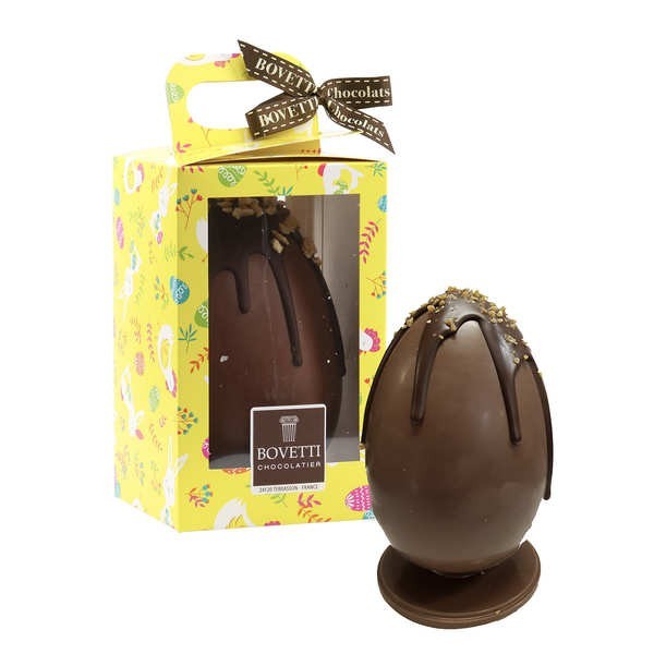 Œuf gourmand chocolat noir et lait et éclats de noisettes du Piémont - L'œuf de 200g