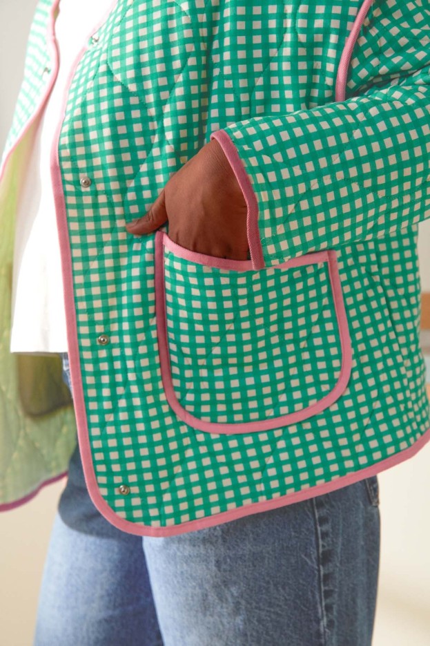 Veste coton vichy vert