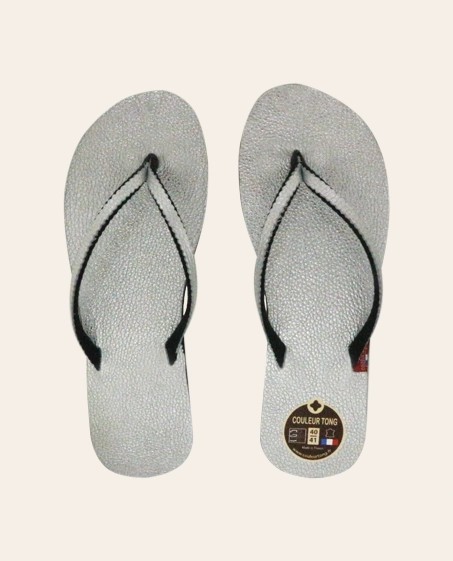 Tongs Cuir Métallisé BB Argent