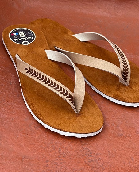 Tongs Cuir ROMA Ecru