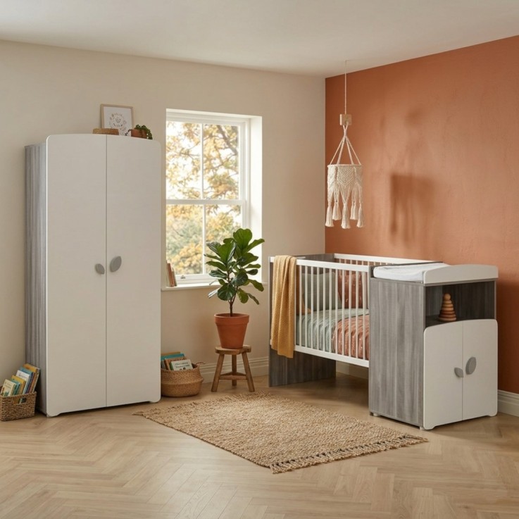 Armoire 2 portes bébé 175x85x56cm en bois