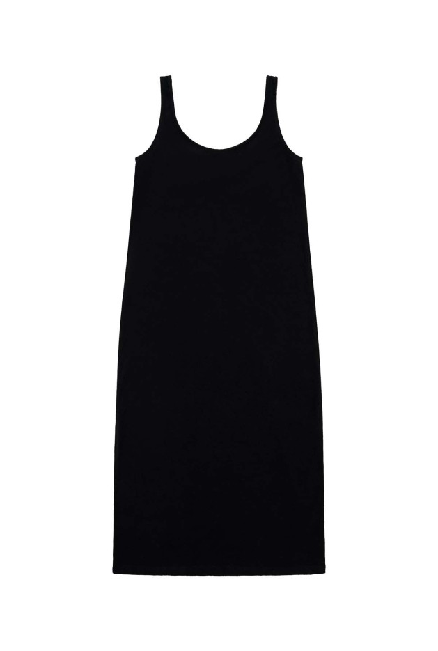 Robe Longue noire Éponge Coton