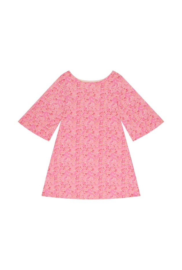 Robe manches évasées Confettis Rose Coton Bio