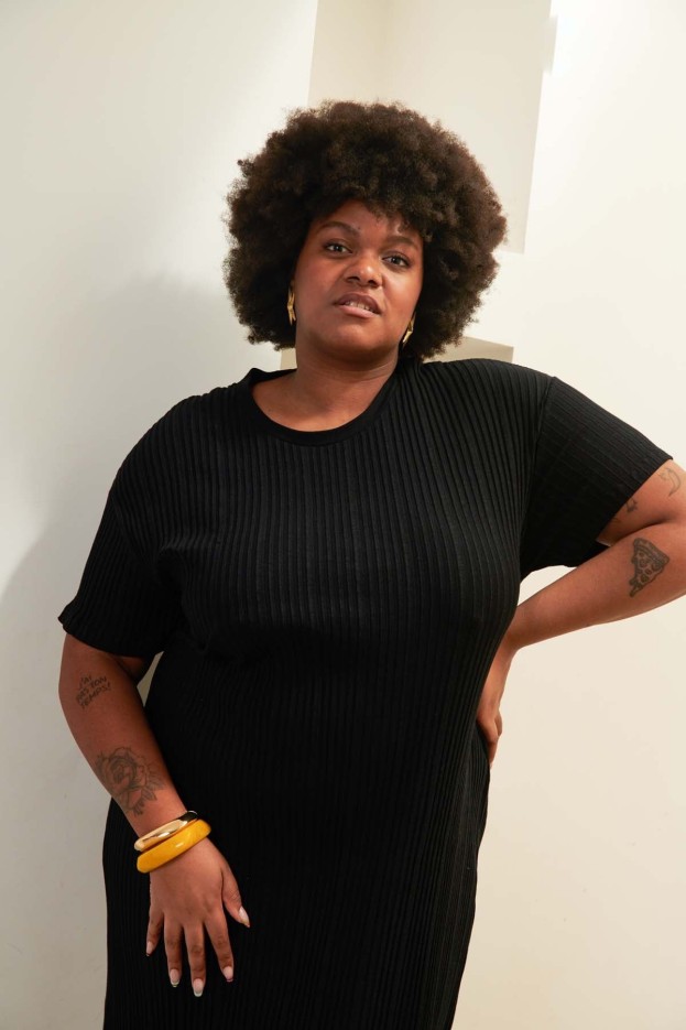 Robe longue t-shirt  plissée noir Coton Bio