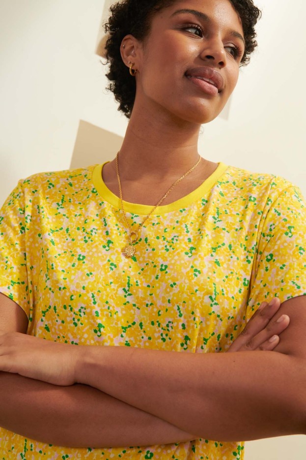 Robe longue t-shirt Confettis Jaune Coton Bio