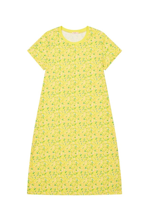 Robe longue t-shirt Confettis Jaune Coton Bio