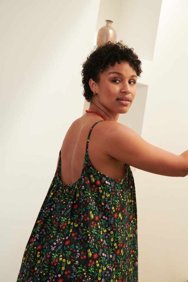 Robe longue à bretelles Pampa Noir