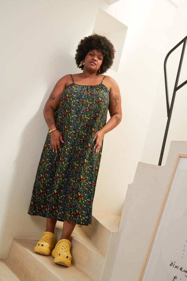 Robe longue à bretelles Pampa Noir