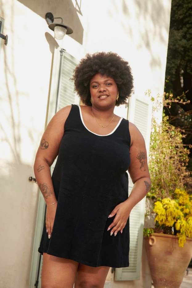 Robe Courte noir Éponge Coton