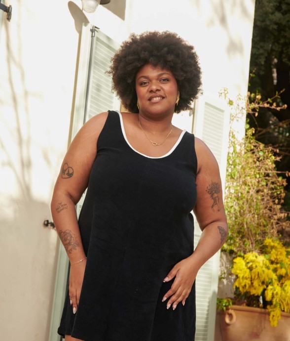 Robe Courte noir Éponge Coton