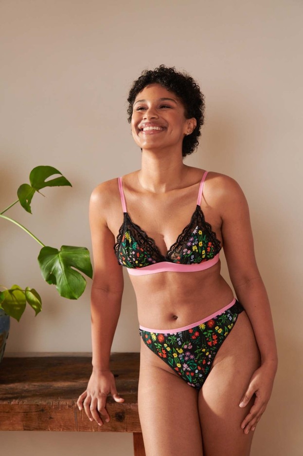 Brassière Bi-matière Imprimé Pampa noir en Tencel