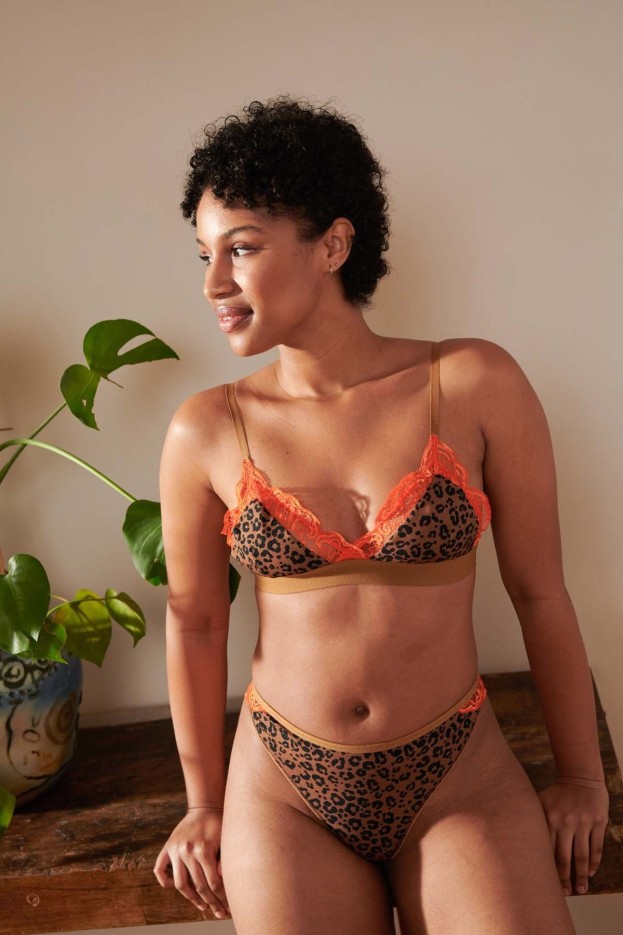 Brassière Bi-matière Imprimé Léopard en Tencel