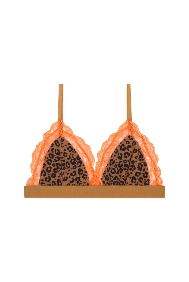 Brassière Bi-matière Imprimé Léopard en Tencel