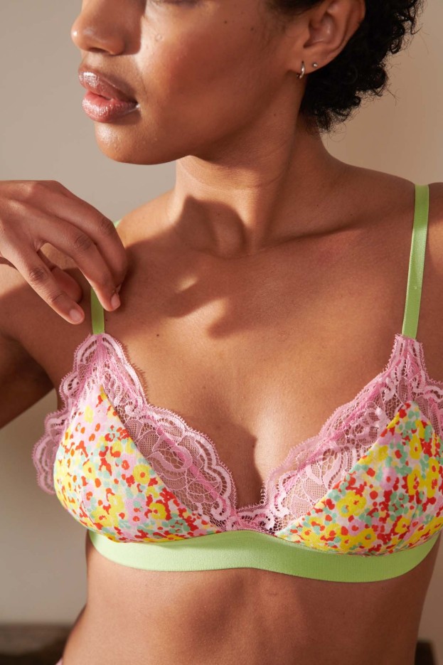 Brassière Bi-matière Imprimé Confettis Campagne en Tencel