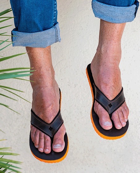 Tongs Mixtes Cuir SPERONE Choco/Orange