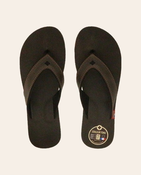 Tongs Mixtes Cuir SPERONE Choco/Orange