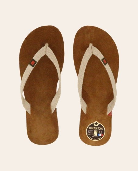 Tongs Mixtes Cuir MOOREA Sable