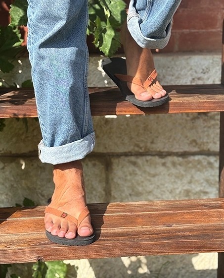 Tongs Mixtes Cuir MOOREA Rouille