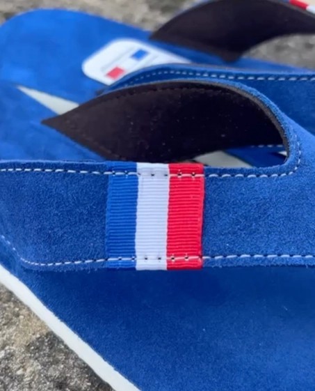 Tongs Mixtes Cuir FRANCE  Bleu