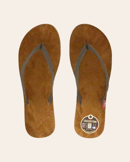 Tongs Mixtes Cuir PLUME Sable