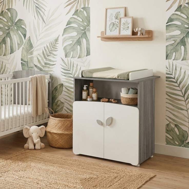 Commode à langer New Leaf 2 portes en bois