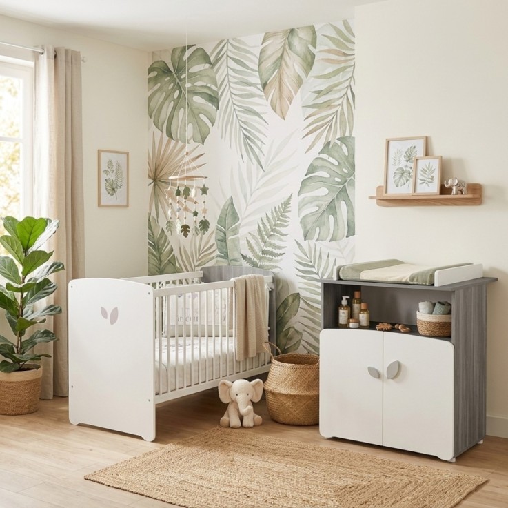 Commode à langer New Leaf 2 portes en bois