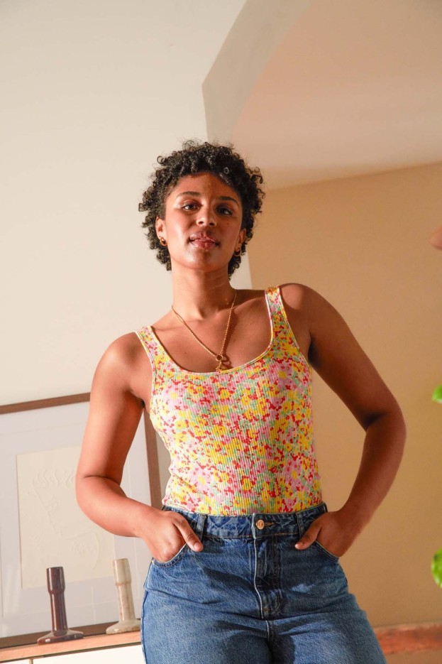 Body débardeur coton imprimé Confettis Campagne Coton Bio