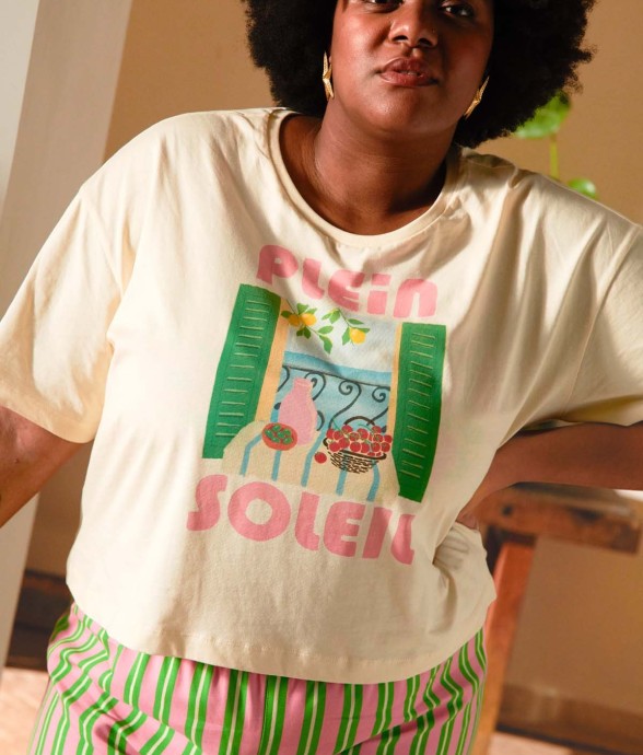 T-shirt coton imprimé Plein...