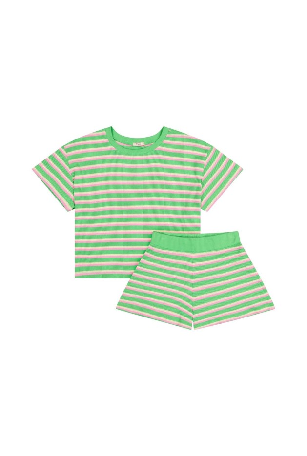 Ensemble en crochet à rayures Coton Bio