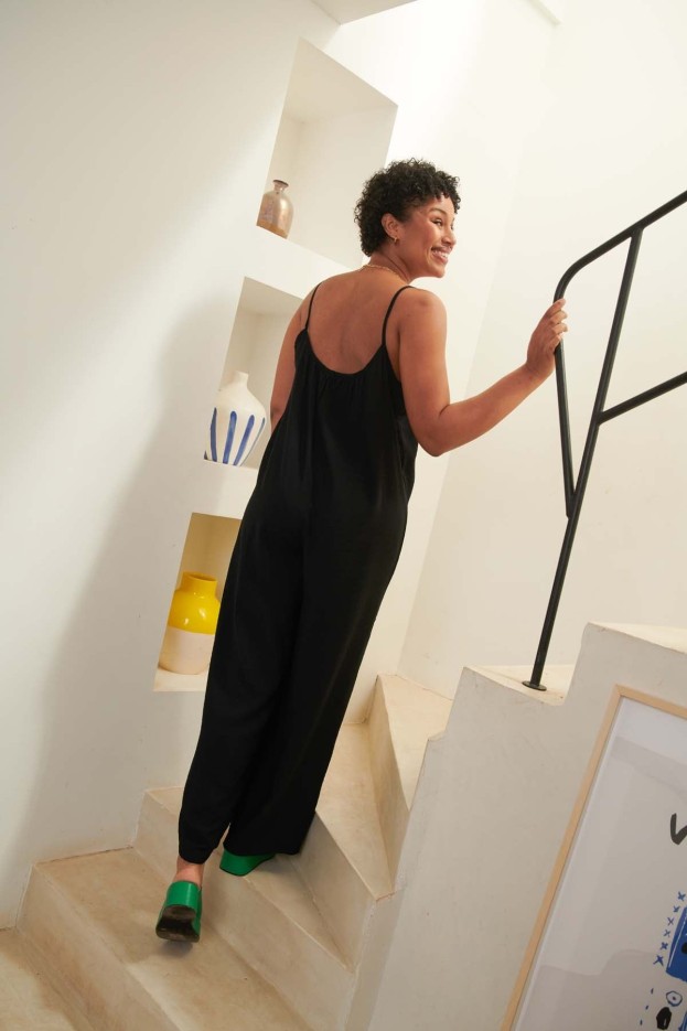 Combinaison à bretelles Noir en Viscose