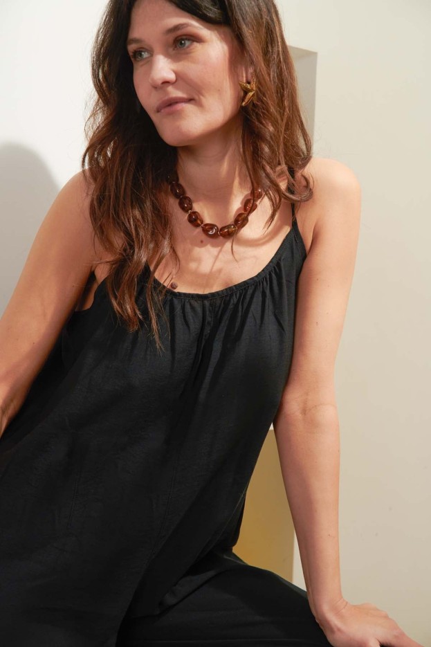 Combinaison à bretelles Noir en Viscose