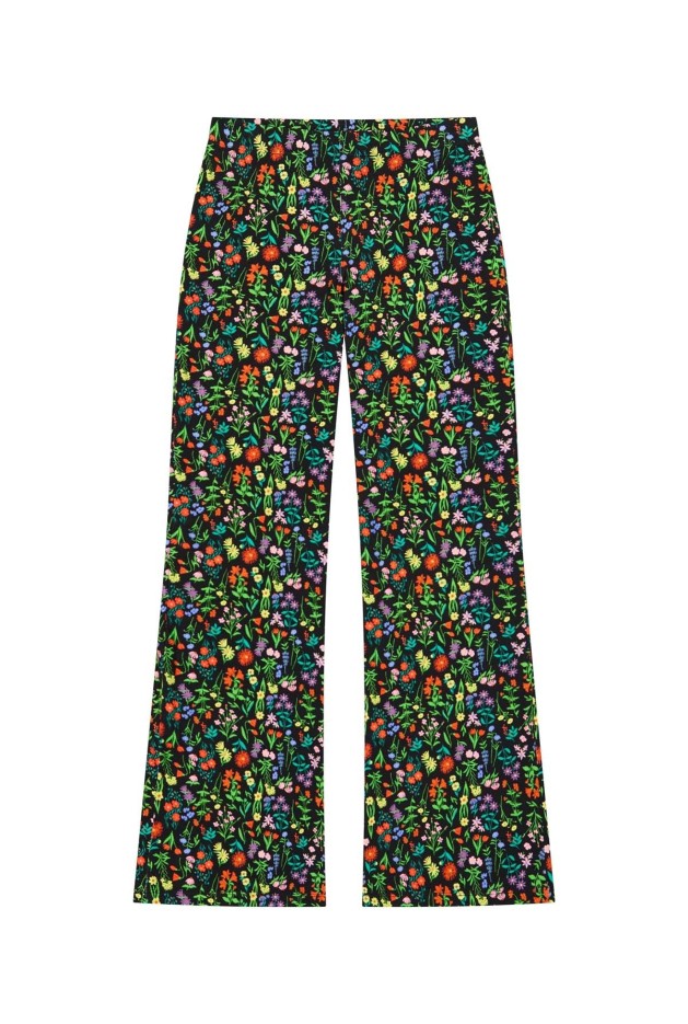 Pantalon coton évasé imprimé Pampa noir