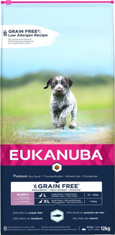 Eukanuba - Croquettes Sans Céréales au Poisson pour Chiot de Grande Taille 12kg