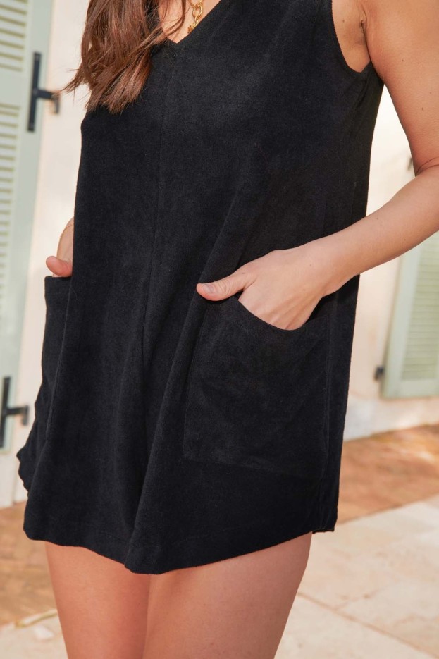 Combishort Éponge noir Coton