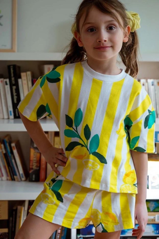 Pyjama enfant coton imprimé citron