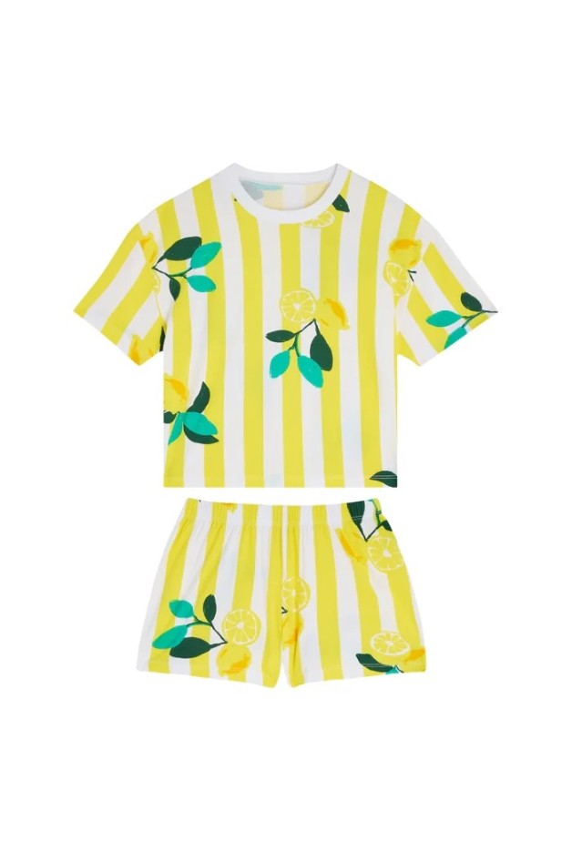 Pyjama enfant coton imprimé citron