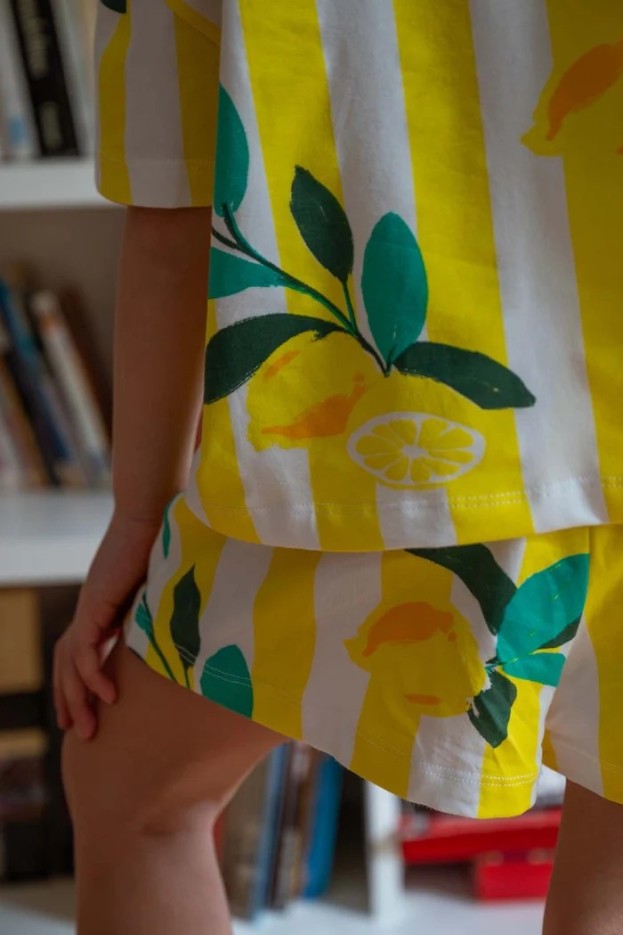 Pyjama enfant coton imprimé citron