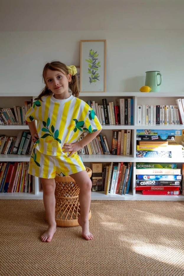 Pyjama enfant coton imprimé citron
