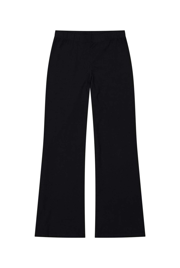 Pantalon coton évasé uni noir