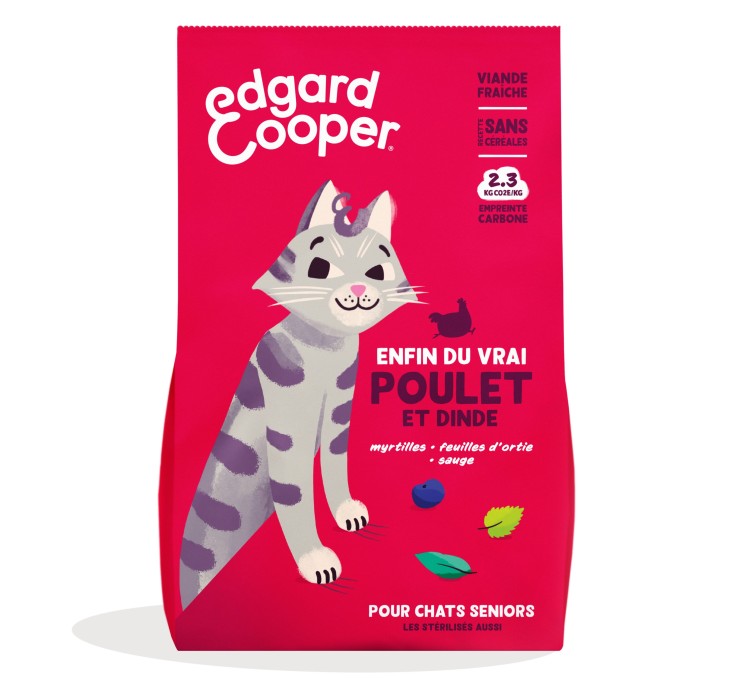 Edgard Cooper - Croquettes Sans Céréales Poulet & Dinde pour Chat Senior 2kg
