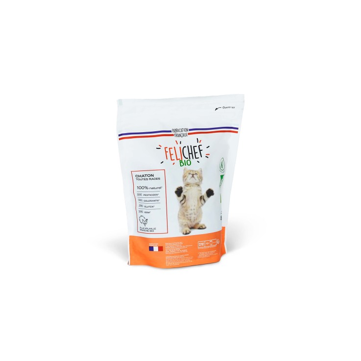 Felichef - Croquettes Sans Céréales Bio à la Volaille pour Chaton 800g