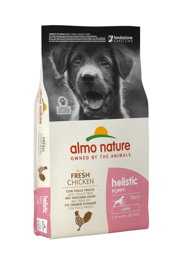 Almo Nature - Croquettes Holistic au Poulet pour Chiot de Grande Taille 12kg