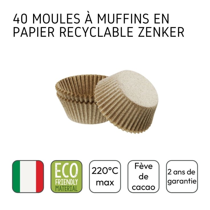 Lot de 40 moules à muffins Smart Pastry en papier - 7 cm
