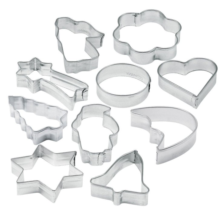 Lot de 10 emporte-pièces de Noël en inox - 3 à 7 x 1,7 cm