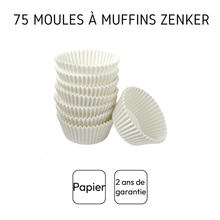 Caissettes à muffins en papier certifié FSC - 5 cm - lot de 75 - blanches