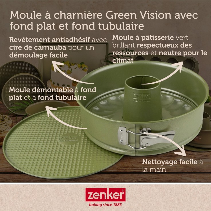 Ensemble de 2 Moules à manqué et à savarin double fond 26 cm Zenker Green Vision