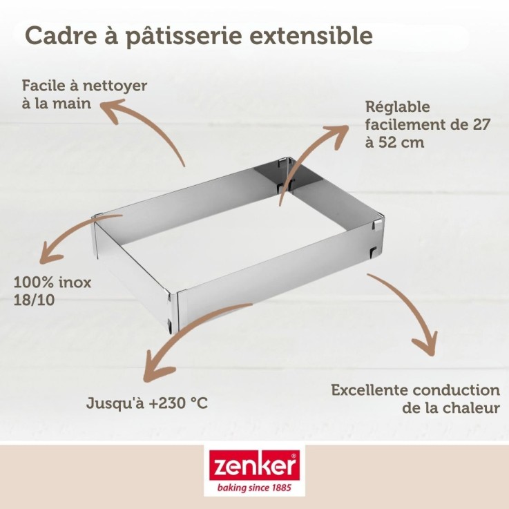 2 cadres à gâteau Smart Pastry en inox - 27,5-52 x 18,5-34 cm